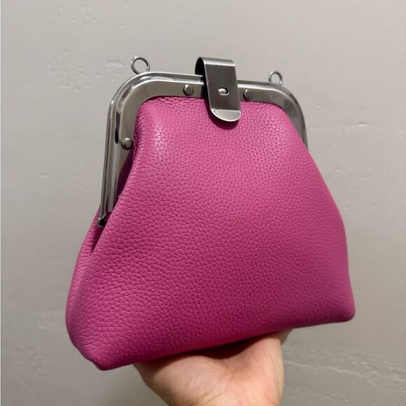 Pink Togo Calfskin Handmade Unique Rivet Frame Purse, Shoulder Bag, Crossbody - Picture 10 of 16